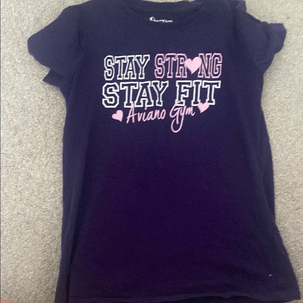 Champion Purple Short Sleeve Tee Stay Strong Stay Fit